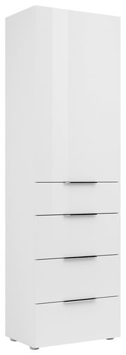 Weißer Stauraumschrank mit Schubladen, 45 cm breit, in Frontalansicht