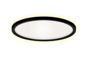 Runde LED-Deckenleuchte mit schwarzem Rahmen, seitliche Perspektive