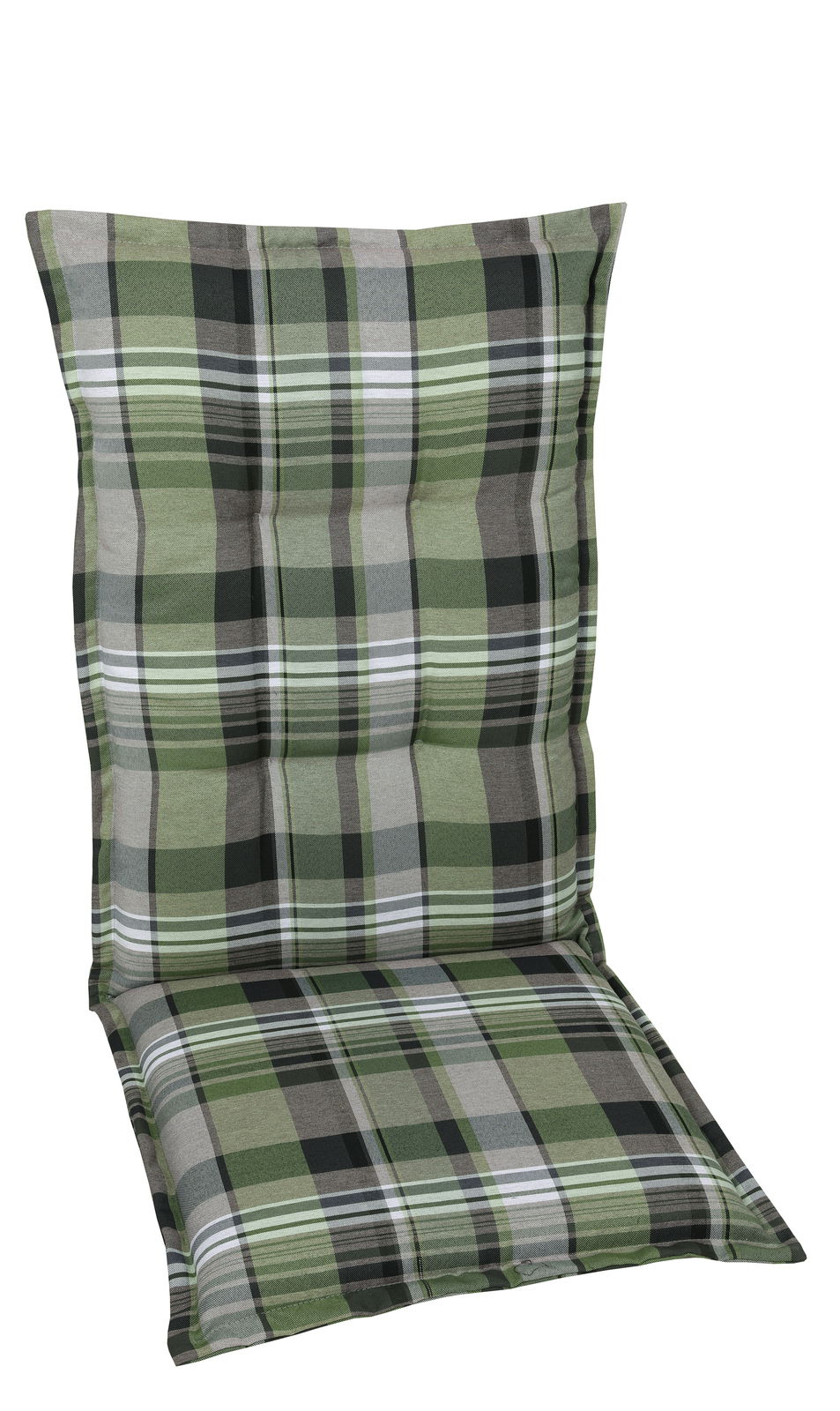 Grün karierte Sesselauflage in Vorderansicht