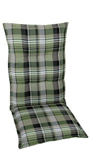 Grün karierte Sesselauflage in Vorderansicht