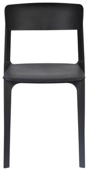 Moderner schwarzer Stuhl aus Kunststoff, Vorderansicht