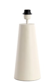 Weißer, konischer Lampenfuß aus der Frontalperspektive mit schwarzer Fassung oben.