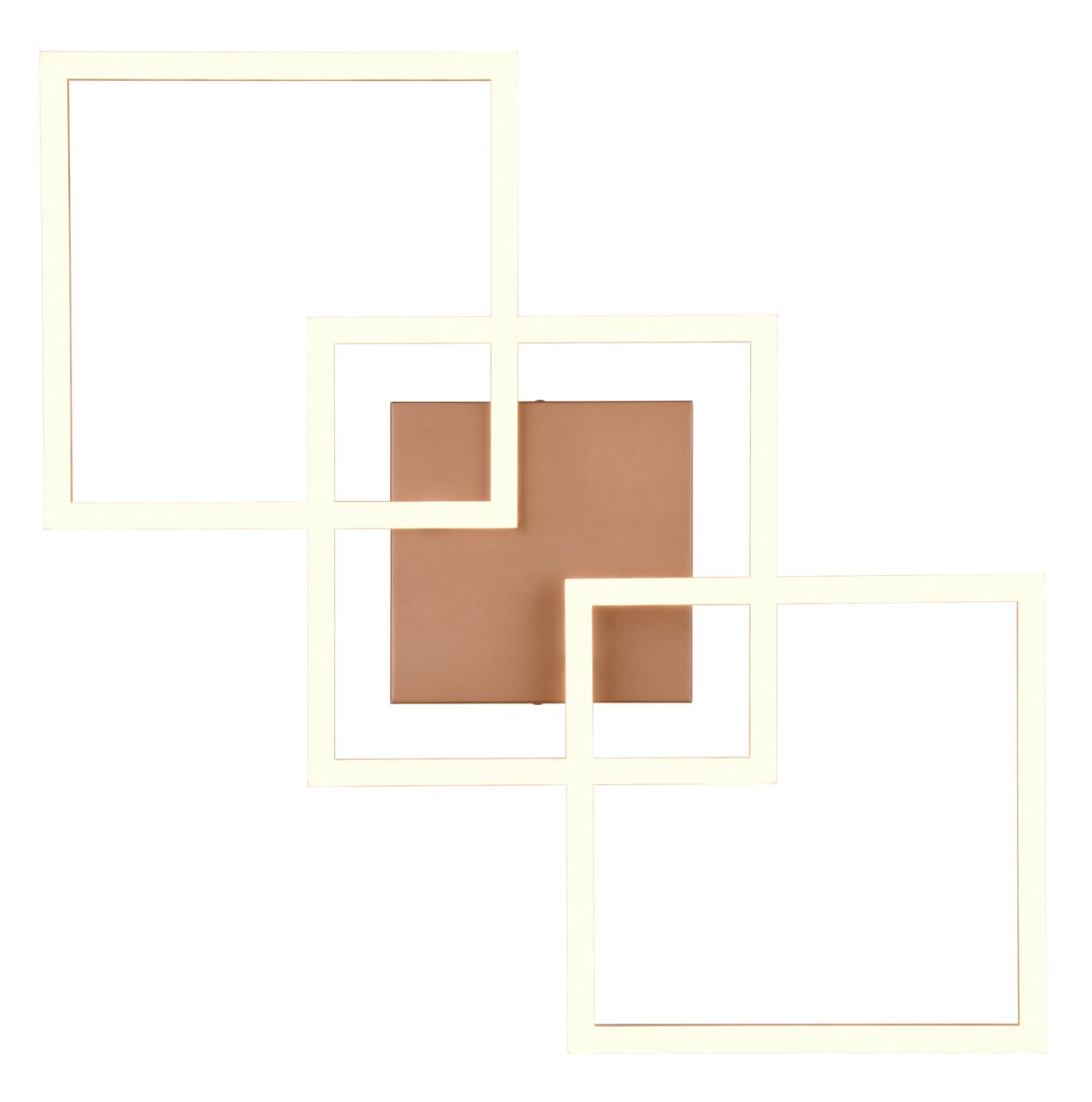 Moderne Deckenleuchte Trail mit geometrischem Design aus drei überlappenden Quadraten, Ansicht von oben.
