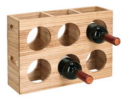 Weinregal aus Holz für 6 Flaschen, seitliche Perspektive