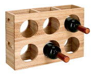 Weinregal aus Holz für 6 Flaschen, seitliche Perspektive