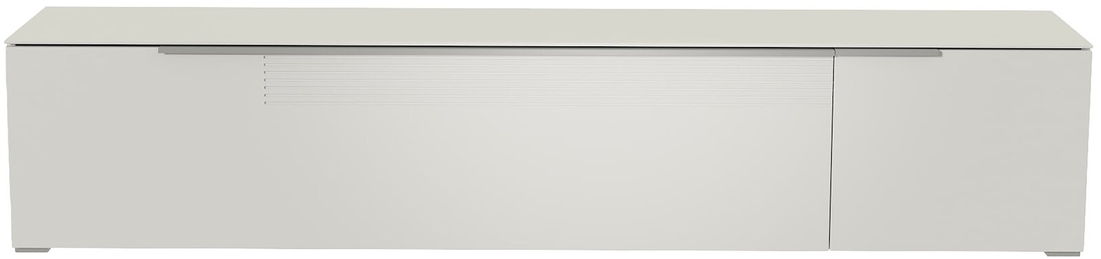 Moderano XL TV-Lowboard BORMIO Frontansicht eines modernen, weißen XL TV-Lowboards mit glatter Oberfläche und minimalistischen Linien.