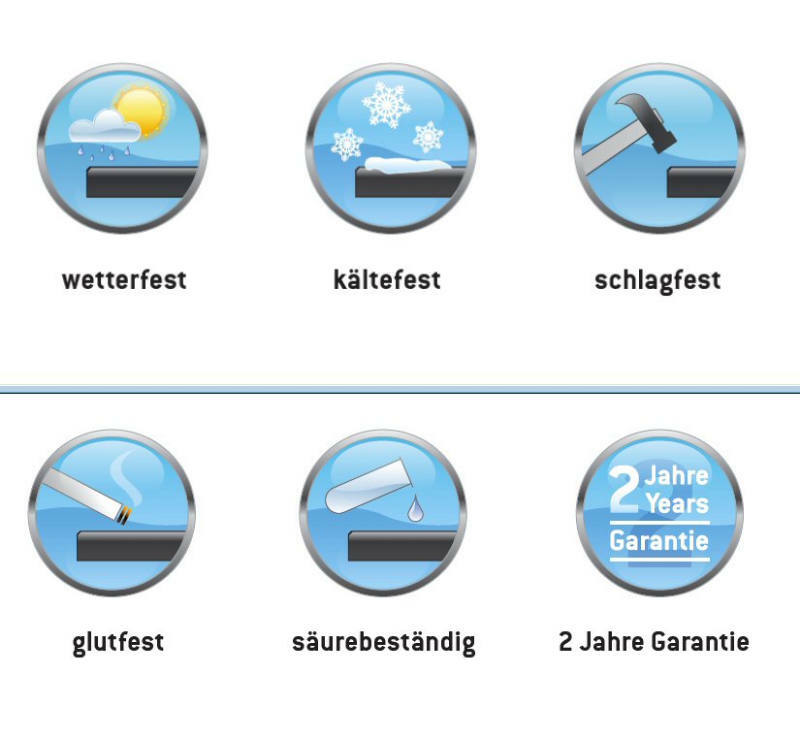 Klapptisch 140x90 in Graphit, wetterfest, kältefest, schlagfest, glutfest, säurebeständig, mit 2 Jahren Garantie, seitliche Ansicht