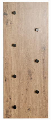 Holzoptik Wandgarderobe mit schwarzen Haken, Frontalansicht