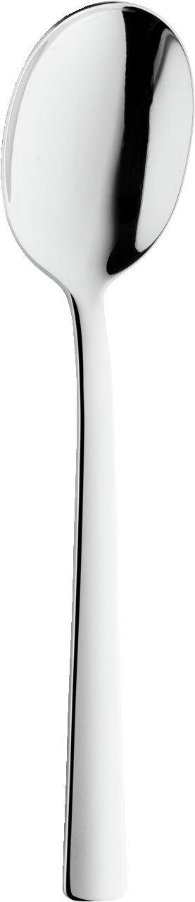 Eleganter Edelstahllöffel aus dem Besteckset King, frontal abgebildet.