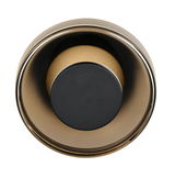 Vorderansicht der Wandleuchte Celeste mit kreisförmigem, modernem Design in Schwarz und Gold.