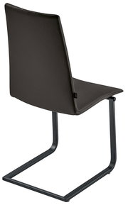 Moderner Freischwinger-Stuhl in dunklem Leder, Rückansicht