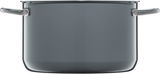 Schwarzer Kochtopf aus dem Topfset Essential Black, frontal mit seitlichen Griffen.