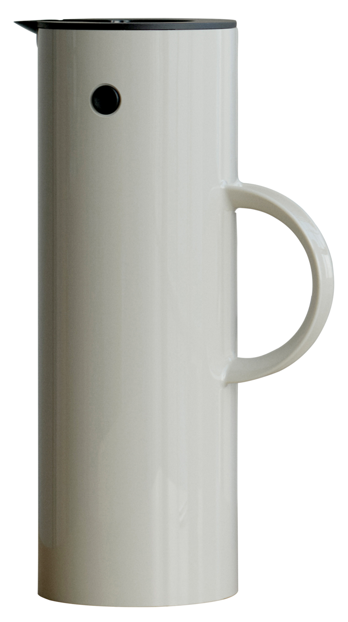 Weiße Isolierkanne mit 0,5L Fassungsvermögen, seitliche Ansicht
