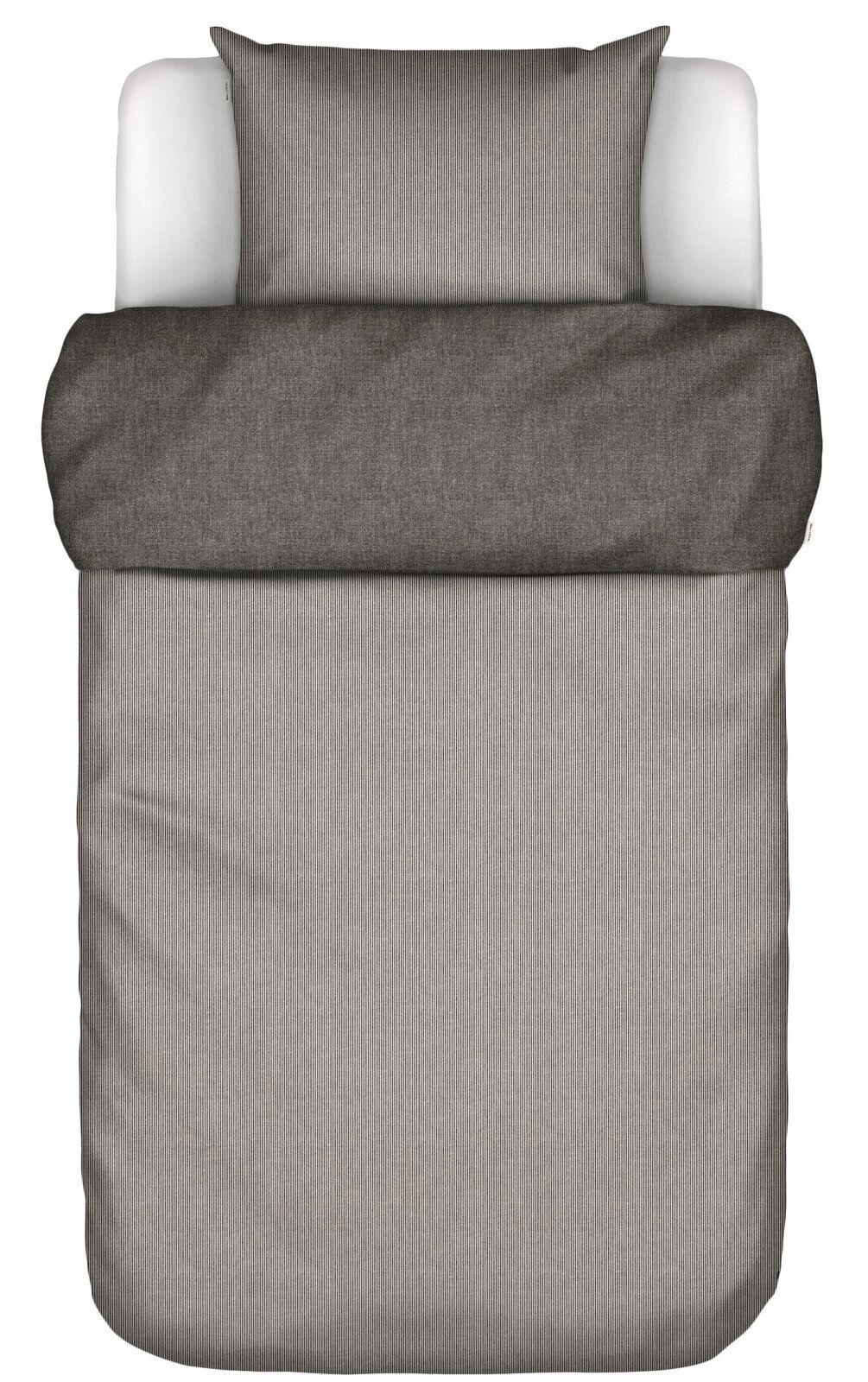 Bettwäsche-Set in Grau mit Kissenbezug und Deckenbezug, Draufsicht