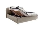 Gestoffeerd bedframe LISSABON met opklapbaar matras en opbergruimte, zijaanzicht
