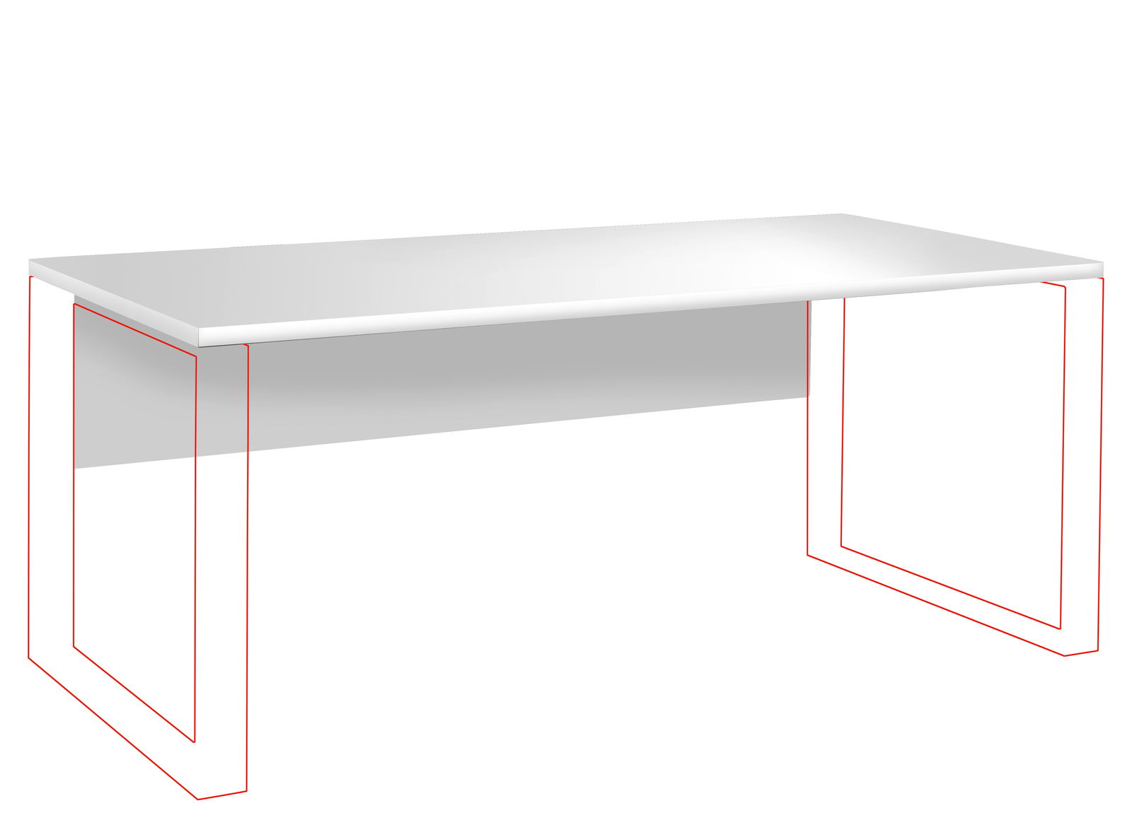 XORA Topplatte DIVINO Weiße Tischplatte in perspektivischer Ansicht von schräg oben, geeignet für XORA Topplatte DIVINO.