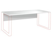 Weiße Tischplatte in perspektivischer Ansicht von schräg oben, geeignet für XORA Topplatte DIVINO.