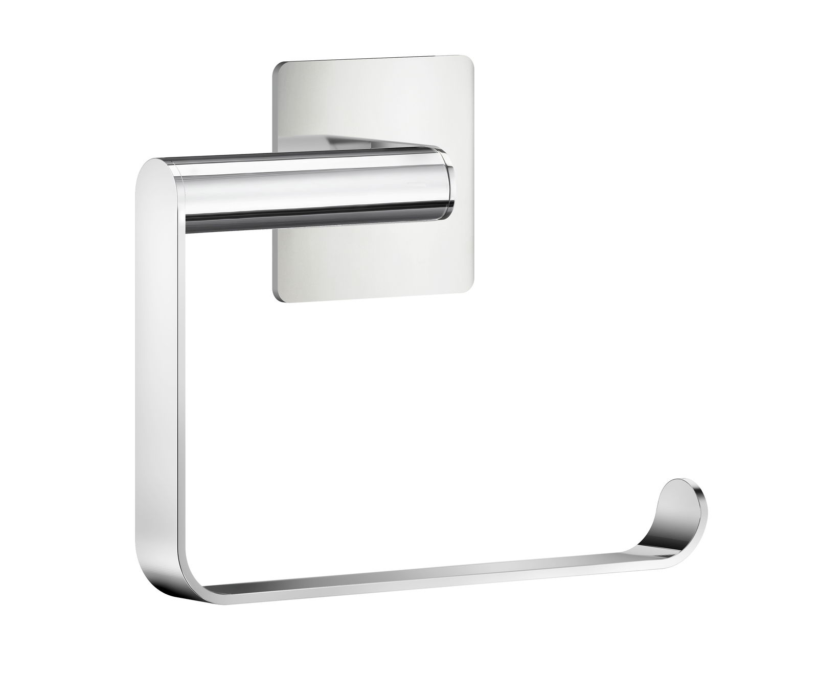 Polierter Toilettenpapierhalter aus Metall, seitliche Perspektive