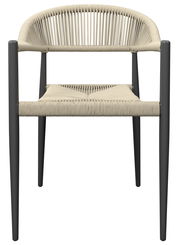 Moderner Stapelsessel mit geflochtenem Sitz und Rückenlehne, Vorderansicht