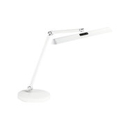 Moderne witte tafellamp met verstelbare arm, zijaanzicht