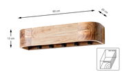 Wandgarderobe aus Massivholz mit fünf Haken, seitliche Perspektive