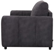 Seitenansicht eines dunkelgrauen Funktionssofas mit Armlehne, Modell HELENA.