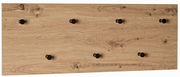 Holzoptik Wandgarderobe mit schwarzen Haken, frontale Ansicht