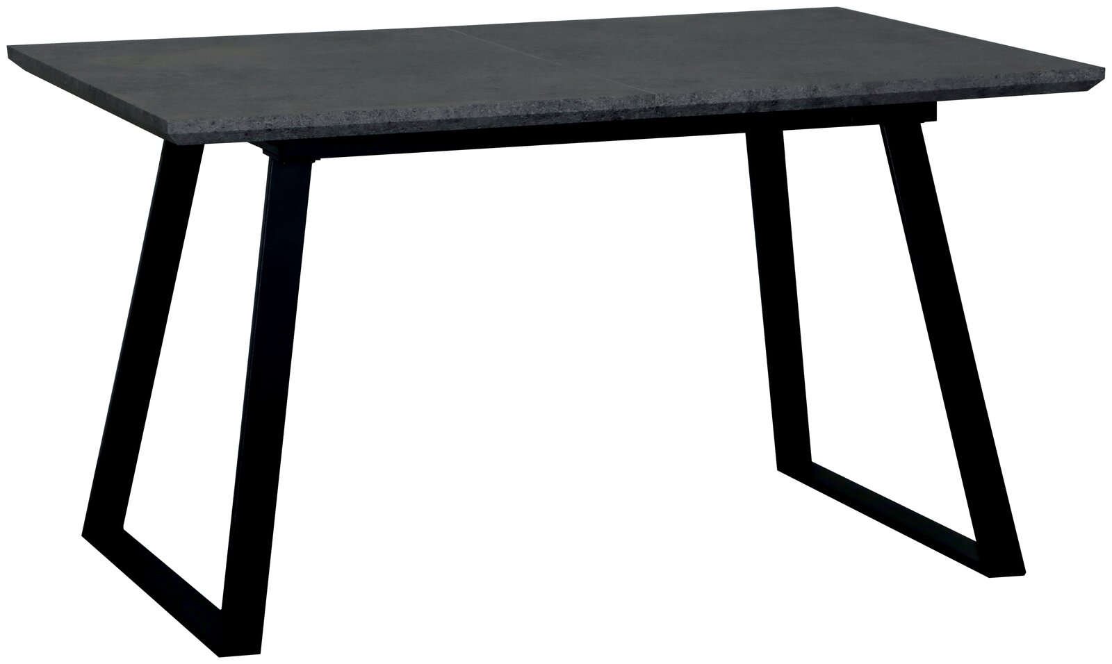 Z2 Funktions-Esstisch WOLF Moderner Esstisch mit dunkler Tischplatte und schwarzen Metallbeinen, seitliche Perspektive