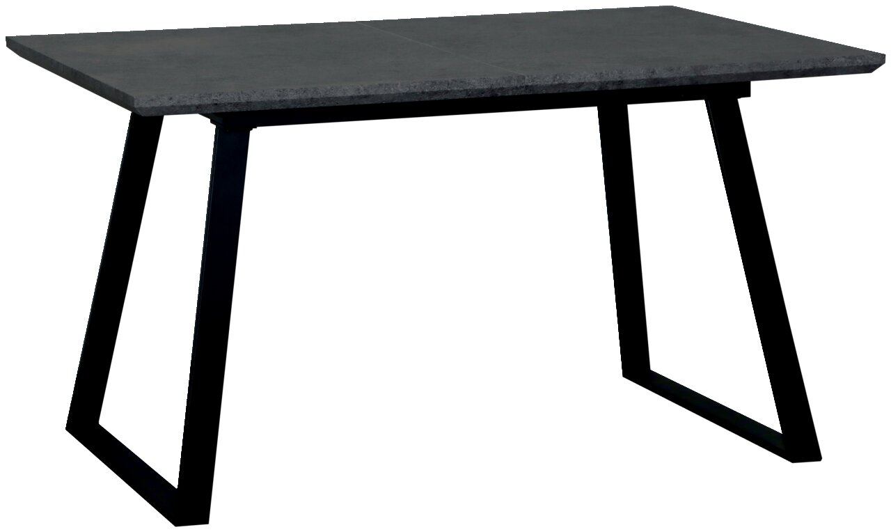 Z2 Funktions-Esstisch WOLF Moderner Esstisch mit dunkler Tischplatte und schwarzen Metallbeinen, seitliche Perspektive