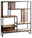 Modernes Regal aus Holz und Metall mit asymmetrischem Design, seitliche Perspektive