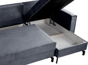 Schlafsofa L-Form rechts mit geöffnetem Stauraum, Perspektive von oben