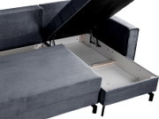 Schlafsofa L-Form rechts mit geöffnetem Stauraum, Perspektive von oben