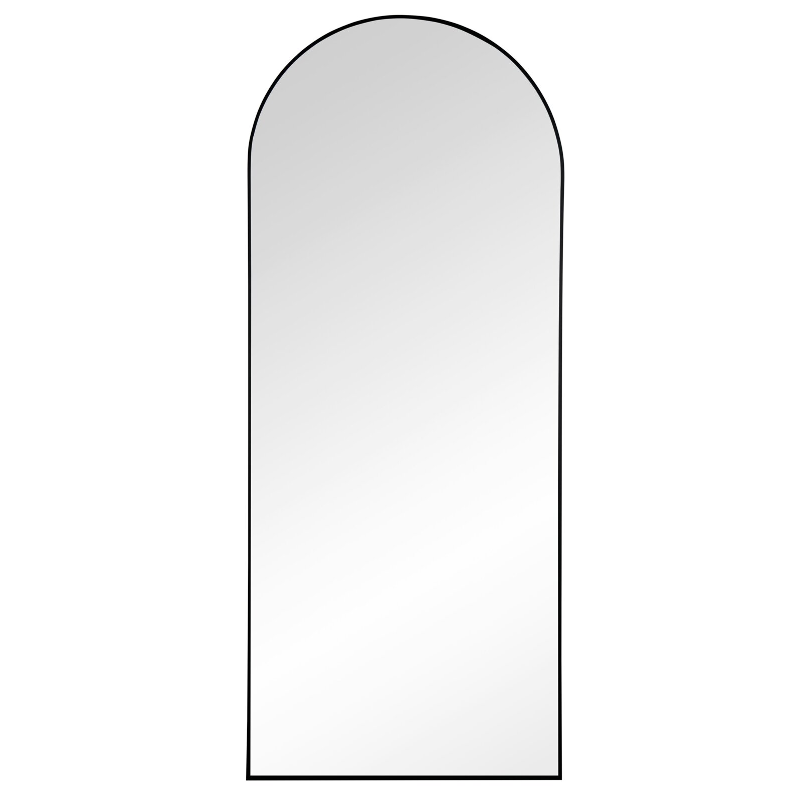 Schlichter Wandspiegel mit abgerundetem Bogen oben und schwarzem Rahmen, Frontalansicht