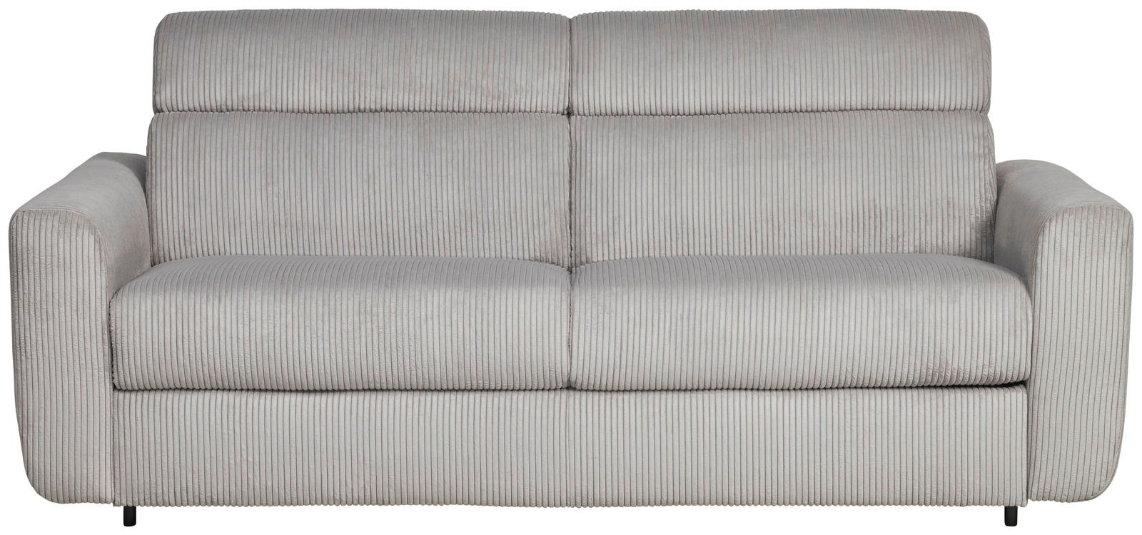 Graues Funktionssofa mit geripptem Stoffbezug, Vorderansicht