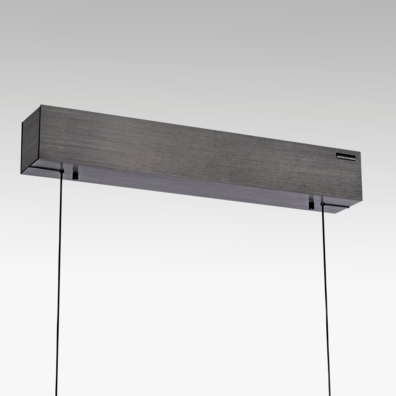 Moderne LED-Pendelleuchte in rechteckiger Form, seitliche Perspektive