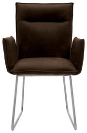 Moderner brauner Sessel mit Metallbeinen, Frontalansicht