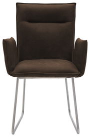 Moderner brauner Sessel mit Metallbeinen, Frontalansicht