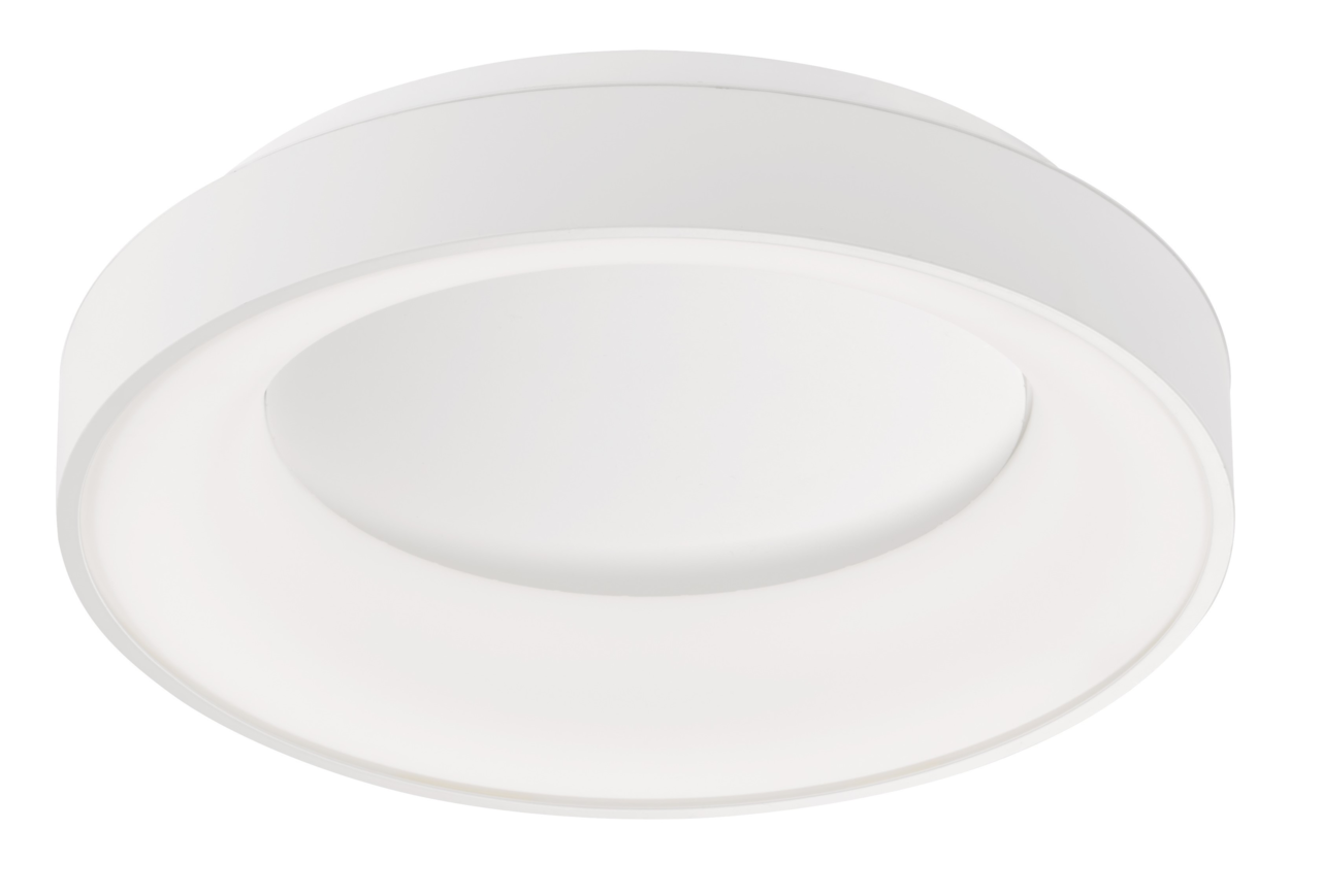 WOFI Leuchten Deckenleuchte SHAY Runde, weiße Deckenleuchte aus seitlicher Perspektive