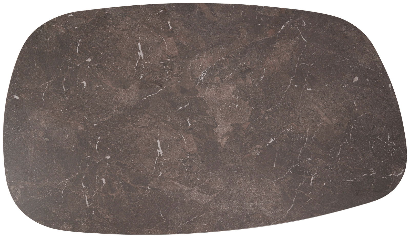 Dieter Knoll Couchtisch MATERA Draufsicht auf eine rechteckige Tischplatte mit brauner Marmoroptik und weißen Adern.
