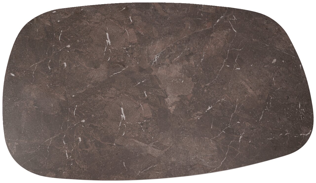 Dieter Knoll Couchtisch MATERA Draufsicht auf eine rechteckige Tischplatte mit brauner Marmoroptik und weißen Adern.