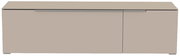 TV-Lowboard in beige aus der Frontansicht mit schlichtem Design und klaren Linien.
