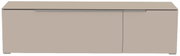 TV-Lowboard in beige aus der Frontansicht mit schlichtem Design und klaren Linien.