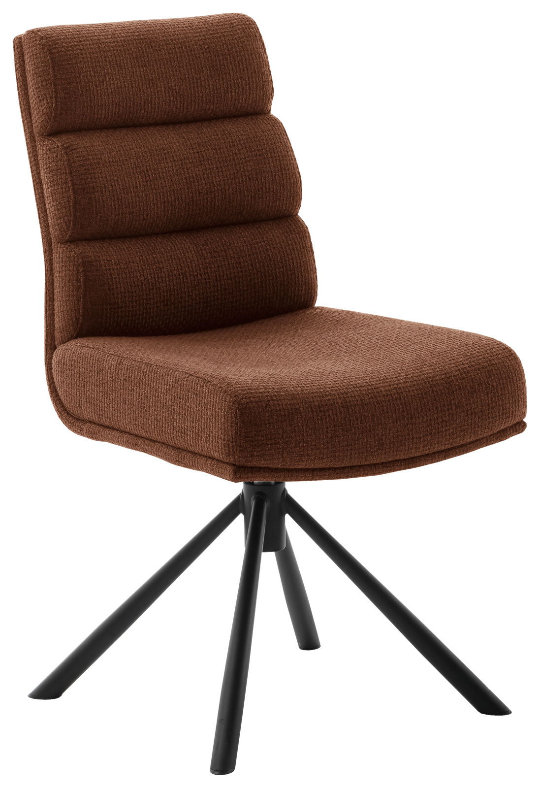 Dieter Knoll Stuhl LEXINGTON Moderner brauner Stuhl mit gepolsterter Rückenlehne und schwarzem Metallgestell, seitliche Perspektive