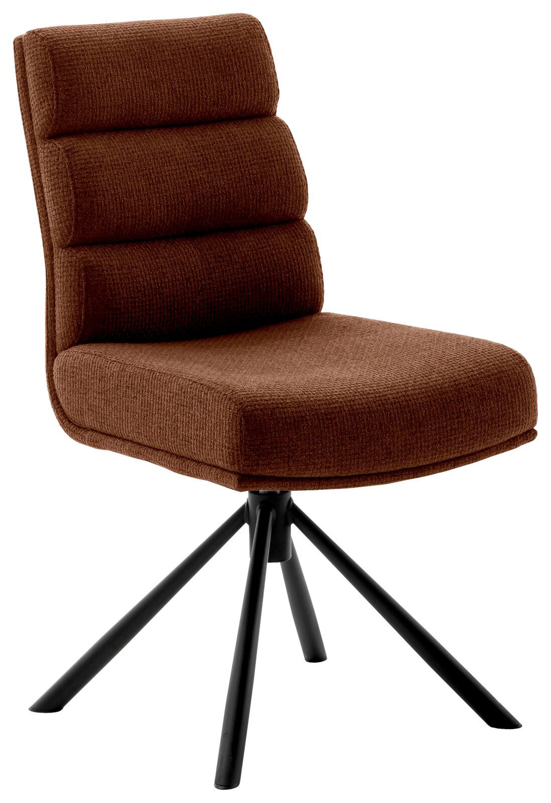 Dieter Knoll Stuhl LEXINGTON Moderner brauner Stuhl mit gepolsterter Rückenlehne und schwarzem Metallgestell, seitliche Perspektive