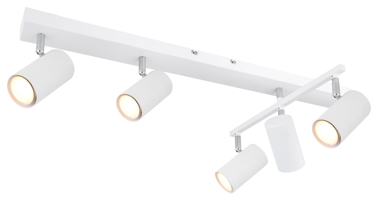 Globo Lighting Strahler ROBBY Moderner weißer Deckenstrahler mit vier verstellbaren zylindrischen Leuchten, seitliche Perspektive
