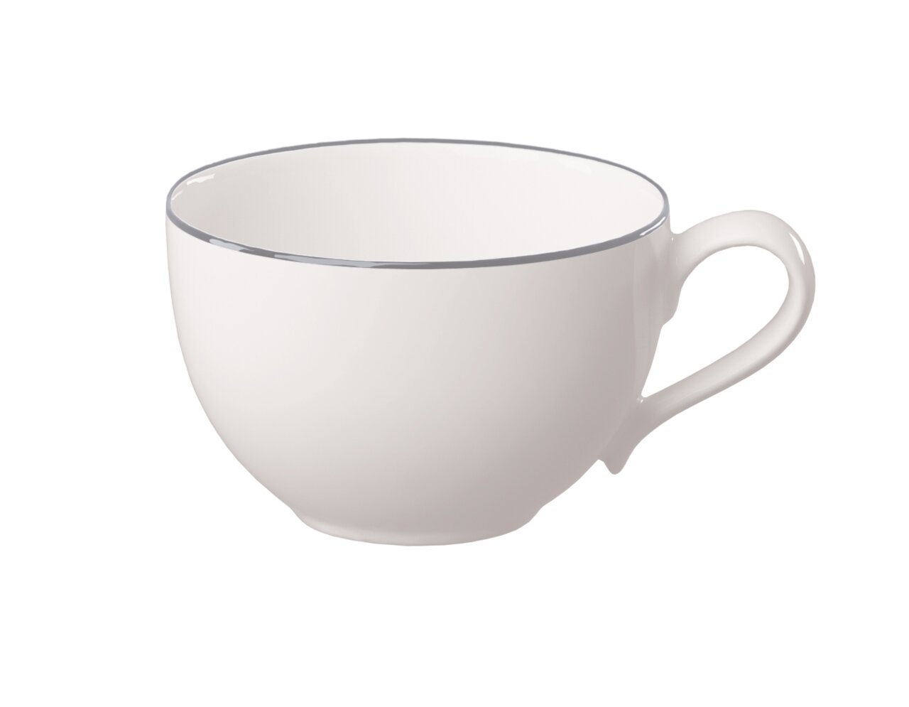 Villeroy & Boch Kaffeetasse GREY LINES Weiße Kaffeetasse mit elegantem Henkel, seitliche Perspektive