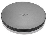 Runde, graue Schüsselabdeckung mit GEFU-Logo, von oben betrachtet.