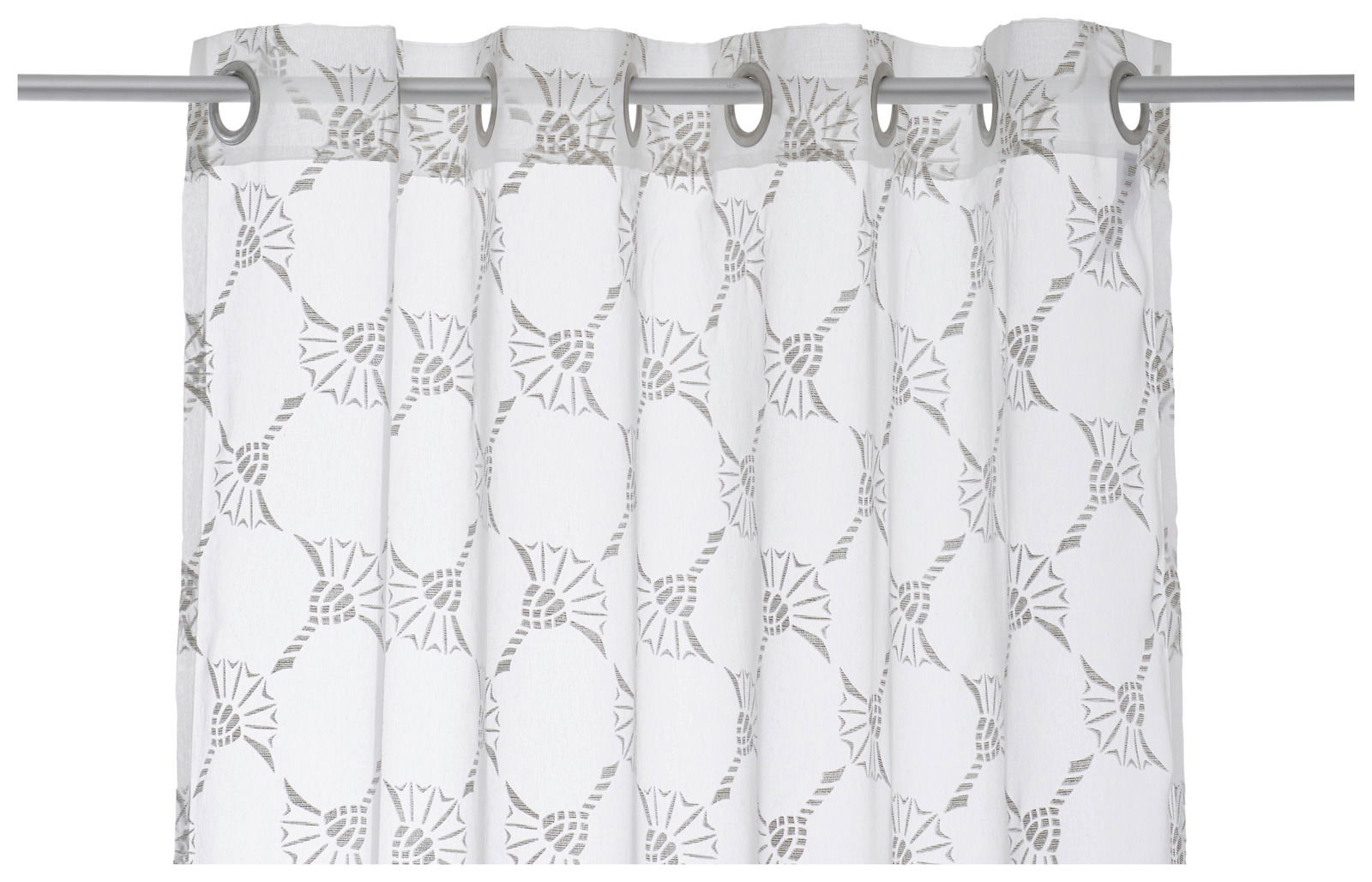 Ösenvorhang J!Airy natur mit geometrischem Muster, Frontalansicht