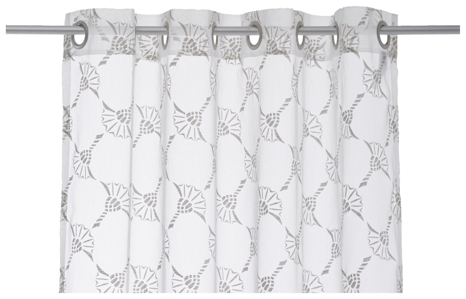 Ösenvorhang J!Airy natur mit geometrischem Muster, Frontalansicht