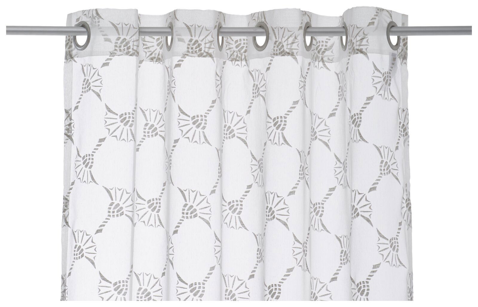 Ösenvorhang J!Airy natur mit geometrischem Muster, Frontalansicht